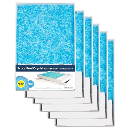 PetSafe ScoopFree Crystal Cat Litter Tray Refills (6-Pack), Compatible with ScoopFree Crystal Litter Boxes, Rapid Odor Elimination, Leak Protection, Fresh Scent