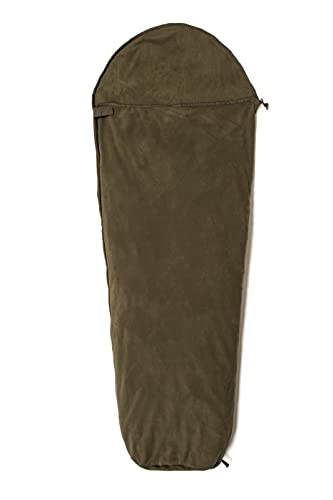 Snugpak Fleece Sleeping Bag Liner with Full Length Side Zipper, Polyester Fleece, Warm Thermal Insulation, Olive