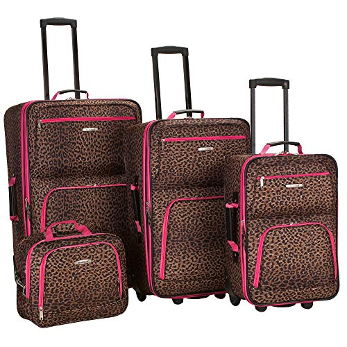 Rockland Jungle Softside Hand Luggage Set, Pink Leopard, Einheitsgröße, Jungle Softside Carry On Set