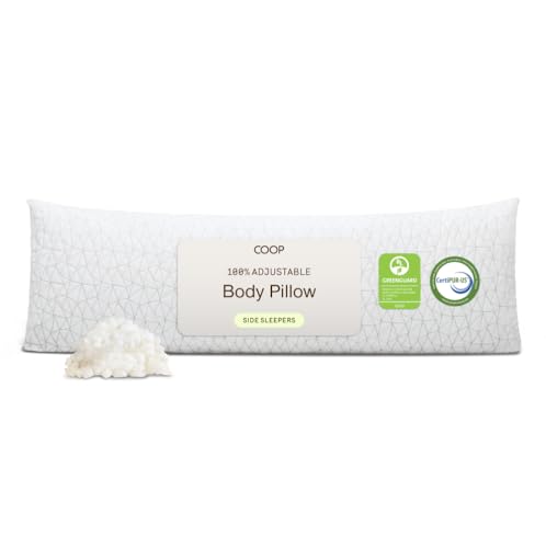 Coop Home Goods Adjustable Full Body Pillows for Sleeping, Soft Zippered Washable Cover - Neck & Knee Full Support for Side Sleepers, Long Body Pillow for Pregnancy, 20x54