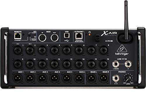 Behringer XR18 Digital Mixer, 18 Channel, Built-in MIDAS Mic Preamp, Supports iPad/Android Remote Control, Wi-Fi Connection, Digital Effect, USB Audio Interface