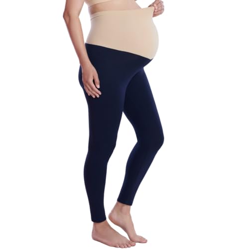 Motherhood Maternity Women's Maternity Essential Stretch Full Length Secret Fit Belly Leggings, Navy, Large