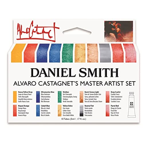 DANIEL SMITH Watercolor Set 5ml Tubes - Alvaro Castagnet Watercolor Set - 10 Tubes, 285610016,Gold, 0.17 Fl Oz (Pack of 10)