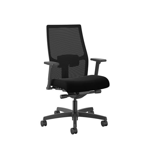 HON Ignition 2.0 Ergonomic Office Chair Mesh Back Computer Desk Chair - Adjustable Lumbar Support & Armrests, Advanced Synchro-Tilt Recline, Seat-Slide, Swivel Wheels, Comfortable Seat - Black