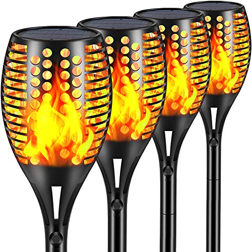 Aityvert Solar Lights Upgraded 42.9 Inch, Solar Flickering Flame Torch Lights Dancing Flames Landscape Decoration Lighting Dusk to Dawn Auto On/Off Outdoor Path Lights for Garden Patio Driveway 4 Pack