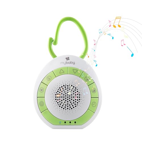 MyBaby SoundSpa On‐The‐Go Baby Soother Sleep Aid, 4 Soothing Sounds, Adjustable Volume Control and Clip for Prams, Buggies, Strollers, Changing Bags, Car Seats, Small and Lightweight, Auto Timer