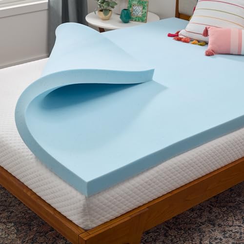 LINENSPA Memory Foam Mattress Topper - 3 Inch Gel Infused Memory Foam - Plush Feel - Cooling and Pressure Relieving - CertiPUR Certified - Dorm Room Essentials - Full XL Size