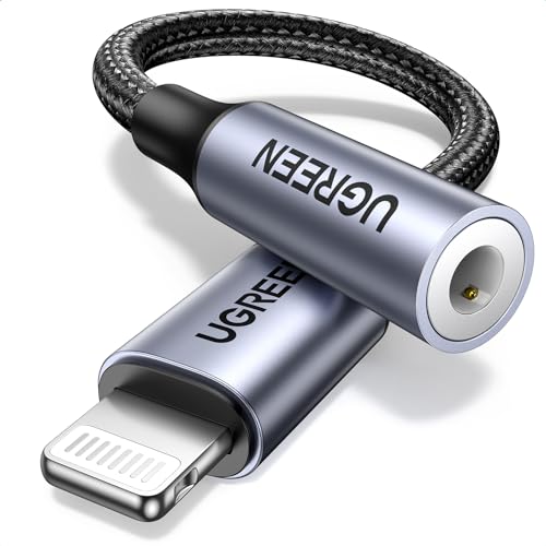 UGREEN Lightning to 3.5mm Adapter Apple MFi Certified Headphone Adapter for iPhone Lightning to Audio Aux Jack Dongle Compatible with iPhone 11 12 13 14 Pro Max/14 Plus/SE/XS, Grey