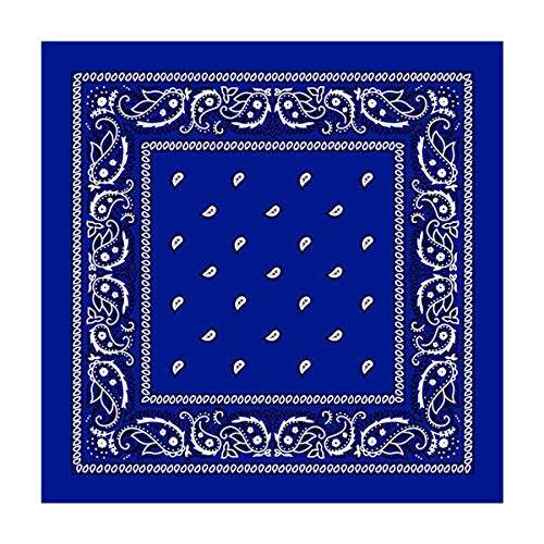 L&M 12Pcs Bandanas 100% Cotton Paisley Print Head Wrap Scarf Wristband (Royal Blue)