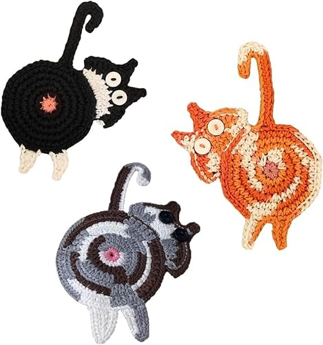 3PCS Cat Coaster Woven Creative Cute Cat Coaster Insulation Coaster Coffee and Tea Coaster Desktop