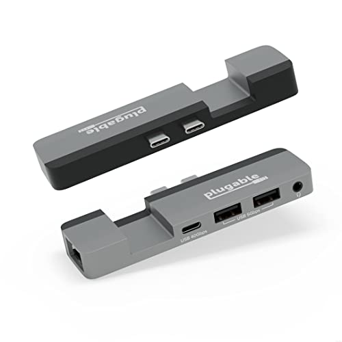 Plugable 5-in-1 USB C Hub for MacBook Pro & Air M1/M2/M3/M4 - Thunderbolt 4 Compatible, MagSafe Ready, 40Gbps Data, Gigabit Ethernet, 2x USB 3.0 - Slim, Portable Adapter with Pass-Through Charging