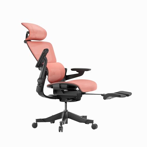 HINOMI H1 Pro V2 High Back Ergonomic Office Chair with 3D Lumbar Support, Built-in Leg Rest for Gaming, Foldable Design, Flip Up Arms, suitable as Home Office Chair (Coral Red, Extra-High)