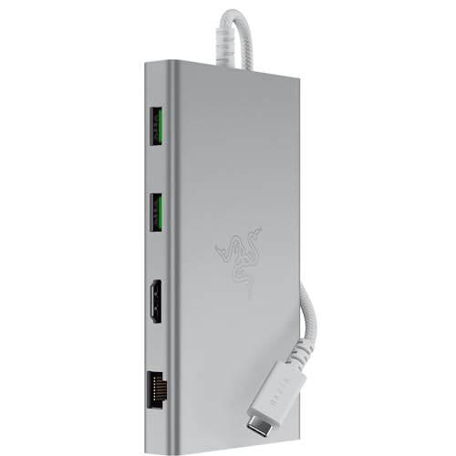 Razer USB-C Dock - 11 Ports with HDMI, Gigabit Ethernet, 3.5 mm Audio Port, USB-A & C, Compatible with Windows and Mac (Screen Output with 4K, 7.1 Surround Sound) Mercury