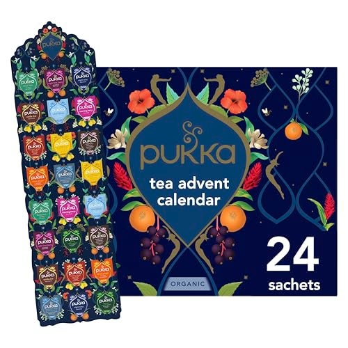 Pukka | Advent Calendar 2024 Organic Tea | Selection of 24 Delightful Black/Green Teas and Infusions | Christmas Gift Idea for Men and Women 100% Organic