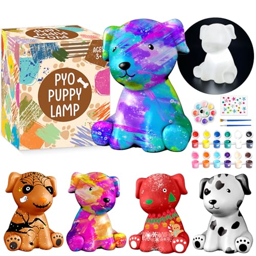 Goodyking Paint Your Own Dog Lamp Kit, DIY Night Light, Crafts for Teens Girls Boys, Arts & Crafts Kit, Painting Kit for Kids, Room Decoration, Christmas Birthday Gift for Kids Ages 3 4 5 6 7 8+