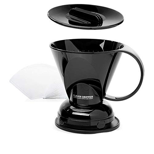 Clever Coffee Dripper Barista's Choice - Bonus 100 Filters Included (18 oz Large, Black)
