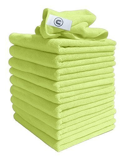 Microfibre Cleaning Cloth, Yellow, Pack of 10, Large: 40x40cm. Soft Premium Streak Free Washable Cloth for Kitchen, Bathrooms, Surfaces, Mirrors, Car