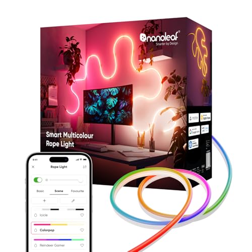 Nanoleaf Matte Neon Rope Strip, 5 m, WiFi Flexible LED Strip, Paint Your DIY Design, Music & Screen Sync, Dynamic Scenes in App, Voice Control (Works with Alexa, Apple, Google)