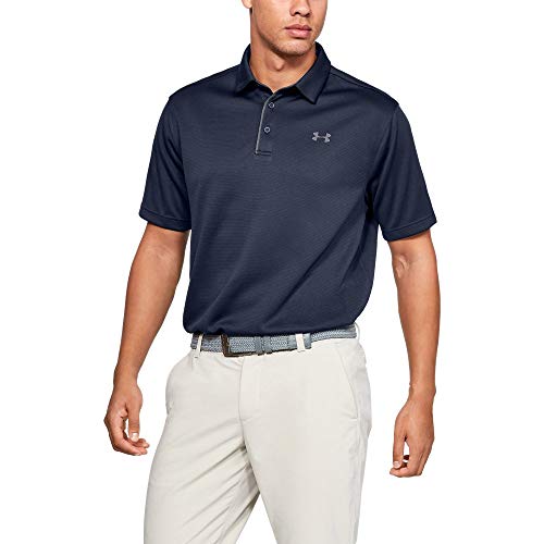 Under Armour Men's Standard Tech Golf Polo, Midnight Navy (410)/Graphite, Large Tall