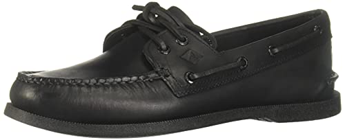 Sperry Men's Authentic Original 2-Eye Boat Shoe, BLACK/BLACK, 9 M US