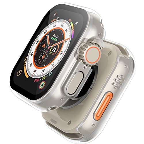 [2 Pack] Roity 49mm Case Built in Tempered Glass Screen Protector Compatible for 2022 New Apple Watch Ultra 49mm, Ultra-Thin Shockproof Hard PC Full Protective Cover for iWatch, Transparent