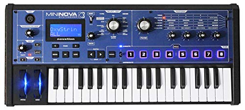 Novation MiniNova Analogue Modelling Compact 37 Mini-key Synth – Tough, compact, powerful mini-synth with pitch-correcting effect vocoder, 256 onboard sounds and five effects per voice layering Blue