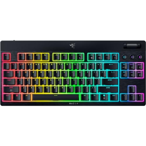 Razer BlackWidow V4 Low-profile Tenkeyless HyperSpeed Orange Tactile Switch Gaming Keyboard Wireless Thin Orange Tactile Mechanical Switch Numeric Keyless 2.4GHz Bluetooth Ultra-thin 0.7 inch (18.5 mm