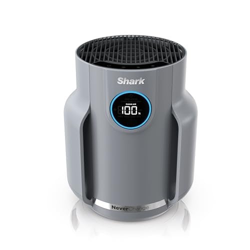 Shark Air Purifier for Home, NeverChange Compact Pro, for Bedroom, Nursery, Home Office, Dorm, HEPA-Exceeding Filter, Captures Pollutants, Pet Dander, Dust, Odor, Smoke, and More, HP071BRN, Winter Fog