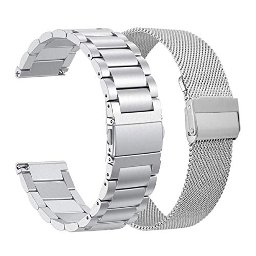 ViCRiOR Compatible with 18mm Garmin Vivoactive 4S / Venu 2s / Venu 3S/ Vivomove 3S Bands, Solid Stainless Steel Watchband+ Mesh Strap Bracelet Replacement Band for Garmin Forerunner 255s/265S