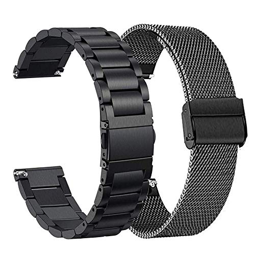 ViCRiOR Compatible with 18mm Garmin Vivoactive 4S / Venu 2s / Venu 3S/ Vivomove 3S Bands, Solid Stainless Steel Watchband+ Mesh Strap Bracelet Replacement Band for Garmin Forerunner 255s/265S