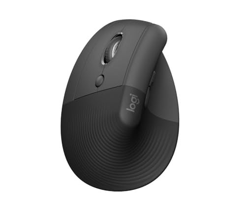 Logitech Lift Left Vertical Ergonomic Mouse, Left-handed, Wireless, Bluetooth or Logi Bolt USB, Quiet clicks, 4 buttons, compatible with Windows/macOS/iPadOS, Laptop, PC - Grey