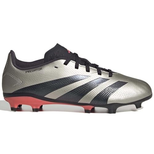 adidas Unisex-Child League Predator Firm Ground Sneaker, Platin Metallic/Aurora Black/Turbo, 1 US Little Kid