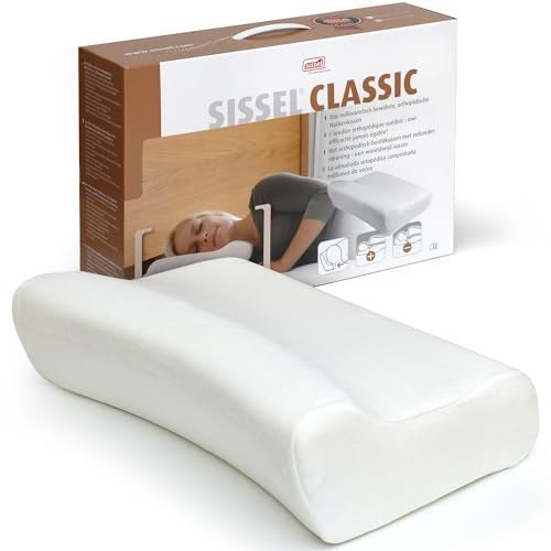 Sissel Unisex - Adult Ergonomic Neck Pillow Classic Including Velour Cover, Polyurethane Foam, Active Support, White, M (47 x 33 x 11 cm)