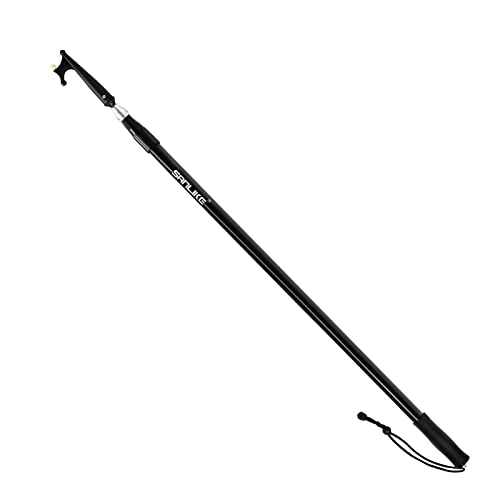 SANLIKE Telescopic Black Large Boat Hook Extend to 8 FT Fiberglass 2 Section Floating,Durable,Rust-Resistant with Luminous Bead,Push Pole for Docking