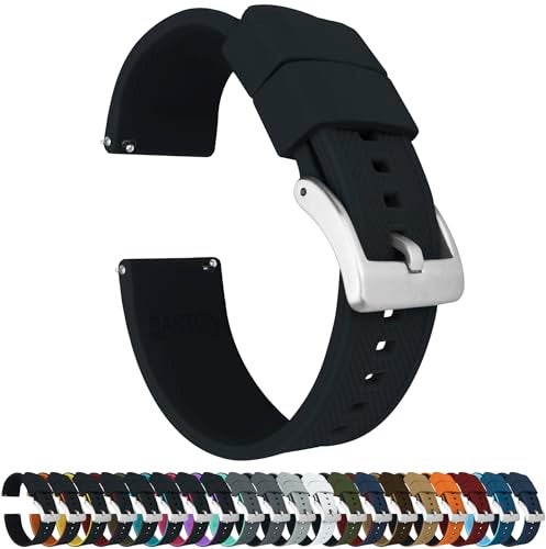 22mm Black - BARTON WATCH BANDS Elite Silicone Watch Bands - Quick Release - Choose Strap Color & Width