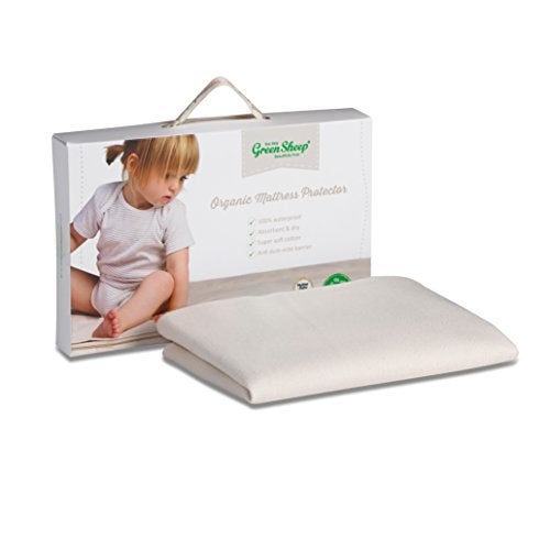 The Little Green Sheep Waterproof Mattress Protector - 85 x 50 cm Organic Cotton, Waterproof and Absorbent, Anti-Dust Mite Barrier, Easy Care