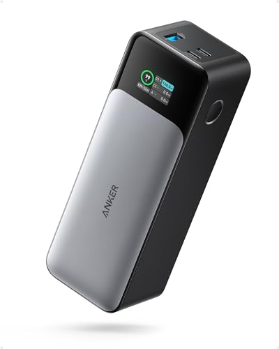 Anker 737 Power Bank (PowerCore 24K), 24,000 mAh External Battery with 3 Ports, 140 W Power, Digital Display, Compatible with iPhone 13 Series, Samsung, MacBook, Dell, AirPods and More