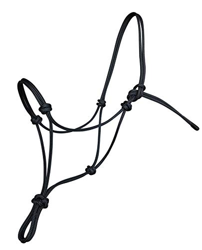 Horse Rope Halters - 11 Sizes - Miniature, Foal, Weanling, Pony, Cob/Arab, Horse, Warmblood, Draft & Custom (Horse, Black)