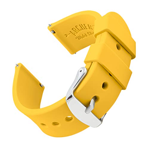 Archer Watch Straps - Silicone Quick Release Soft Rubber Replacement Watch Bands (Naples Yellow, 16mm)