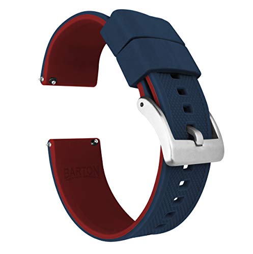 20mm Navy Blue/Crimson Red - BARTON WATCH BANDS Elite Silicone Watch Bands - Quick Release - Choose Strap Color & Width