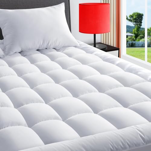 TEXARTIST Queen Mattress Pad Cover Cooling Mattress Topper 400 TC Cotton Pillow Top Mattress Cover Quilted Fitted Mattress Protector with 8-21 Inch Deep Pocket