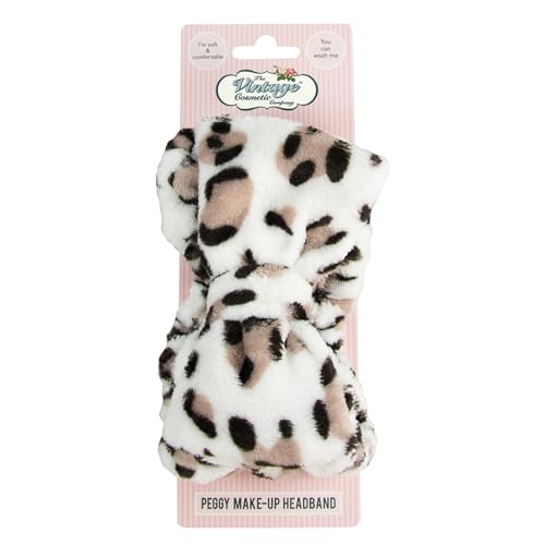 The Vintage Cosmetic Company Peggy Make-Up Headband For Shower, Facials, Spa In Leopard Print, 10PEGH," One Size Fits All