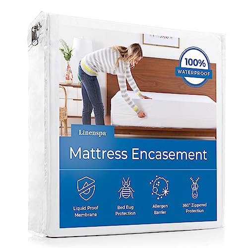 Linenspa King Mattress Encasement - Zippered, Waterproof
