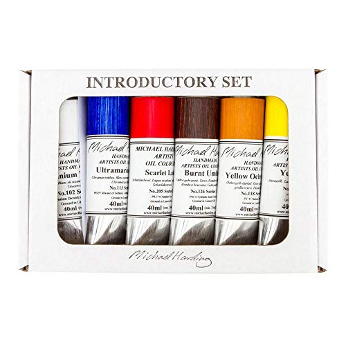 Michael Harding's Artist Oli Colours, Introductory Oil Paint Set, Six 40ml Tubes, 00640