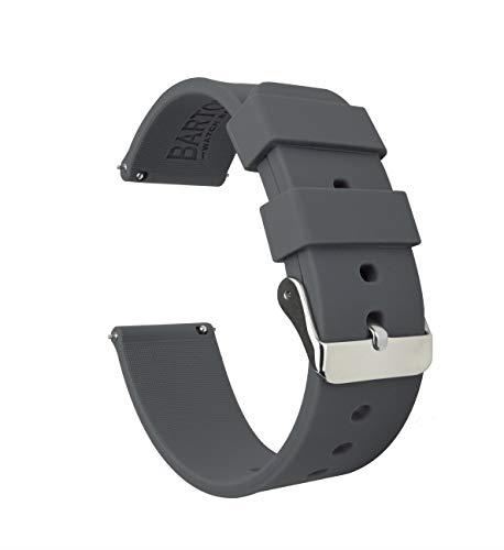 BARTON WATCH BANDS - Soft Silicone Quick Release Straps, Smokey Grey, 22mm, strap