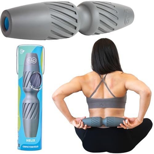 RAD Helix I High Density Firm Travel Foam Roller for Low Back, IT Bands, Glutes, Spine, Quads and Hamstrings Self Myofascial Release, Massage, Mobility and Recovery Tool