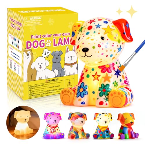 HAPMARS Paint Your Own Dog Lamp Kit 1pcs, DIY Dog Art Craft Painting Kits for Girls Boys Kid Age 4 5 6 7 8 9 10 11 12+, Art Supplies Creative Gifts for Easter, Birthday, Christmas, Party