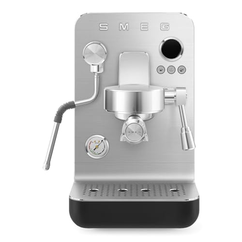Smeg Semi-Professional Espresso Maker - 15 Bar Pump, Triple Thermoblock Heating, 58mm Filter Holder and Steam Wand - Made in Italy (Black)