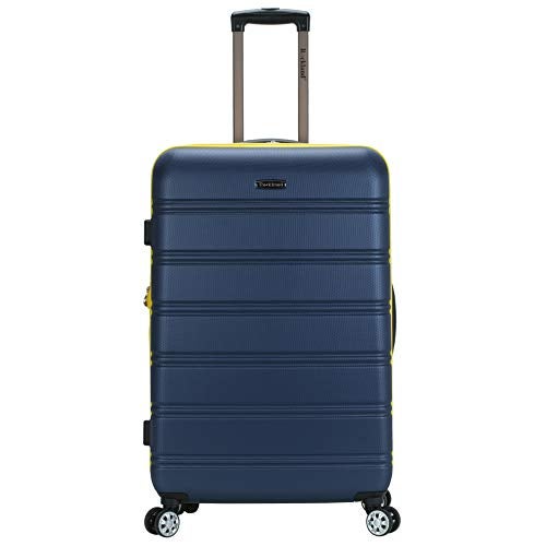 Rockland Melbourne Hardside Expandable Spinner Wheel Luggage, navy, Checked Large 28", Melbourne Hardside Expandable Spinning Wheel Luggage