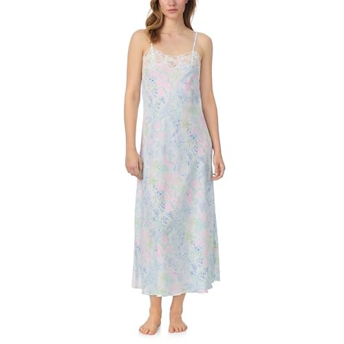 Eileen West Satin Ballet Nightgown, Watercolor Floral, X-Large